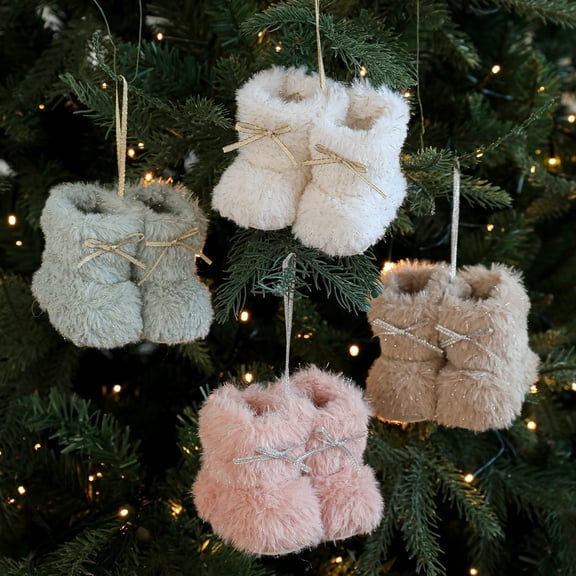 Yhmxh Christmas Ornaments Boots for Christmas Tree, DIY Shoes Tree Hanging Ornament, PLush Christmas Tree Mini Boots Ornament Shatterproof Home Decor for Xmas Vintage Rustic Farmhouse