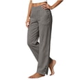 thumbnail image 5 of Sunnin Women's High Waist Straight Leg Pants Solid Color Elastic Waist Pull On Trousers with Pockets, 5 of 6