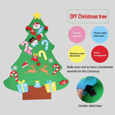 DIY Felt Christmas Tree Set With Ornaments For Kids,Xmas Gifts,Door Wall
