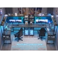 thumbnail image 6 of Homieasy L Shaped Desk with Power Outlet and LED lights, Reversible Corner Computer Desk with Hutch and Storage Shelf, Ergonomic L-Shaped Gaming Desk with Monitor Stand for Home Office, Black Oak, 6 of 7