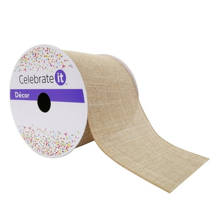 UPC: 0191518420876 | 4  Faux Linen Wired Ribbon by Celebrate It™