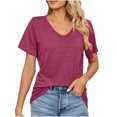 thumbnail image 7 of yillto Womens V Neck Shirts Basic Short Sleeve Loose Solid Color Summer Soft Comfy Casual Tshirts, 7 of 7