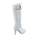 thumbnail image 3 of Bottes à Talons Hauts à Fermeture Éclair à Bout Rond Décontractées pour Femmes Dames (Blanc, 7.5), 3 of 5