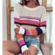 thumbnail image 2 of Top De Punto Para Mujer Jersey De Cuello Redondo Informal Con Rayas Arcoíris Suéteres Transpirables Para Mujer Para Oficina Para Citas ANGGREK Ropa, 2 of 6