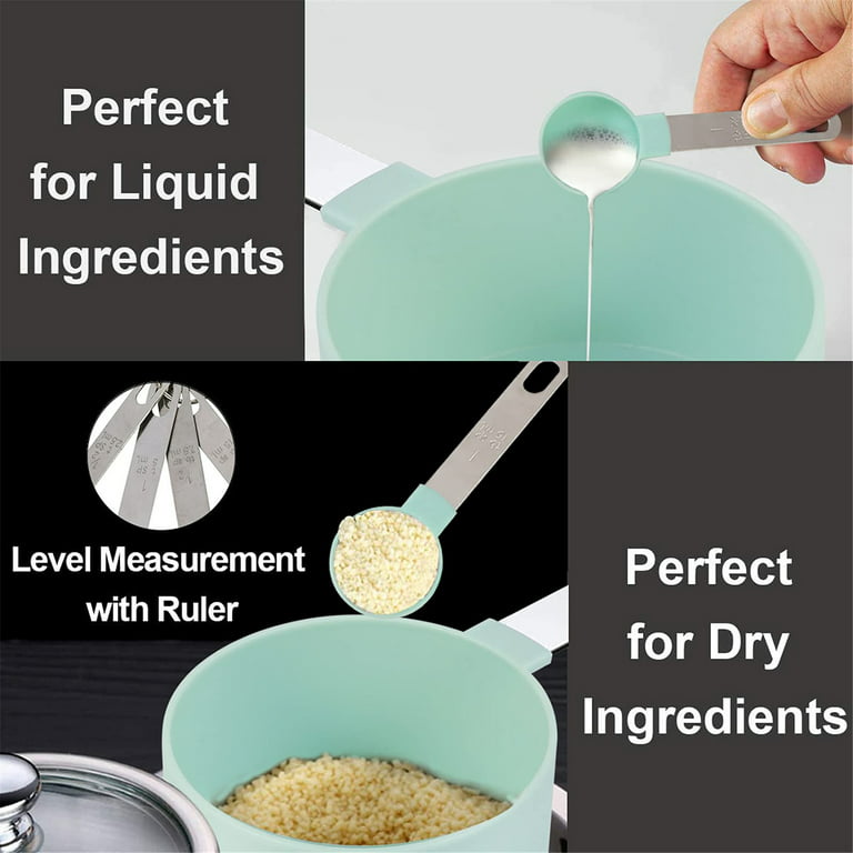 Syngar Black Measuring Cups and Spoons Set, Stackable Kitchen Tools & Gadgets for Dry/Wet Ingredients, Home Essentials, Measuring Cups for Baking