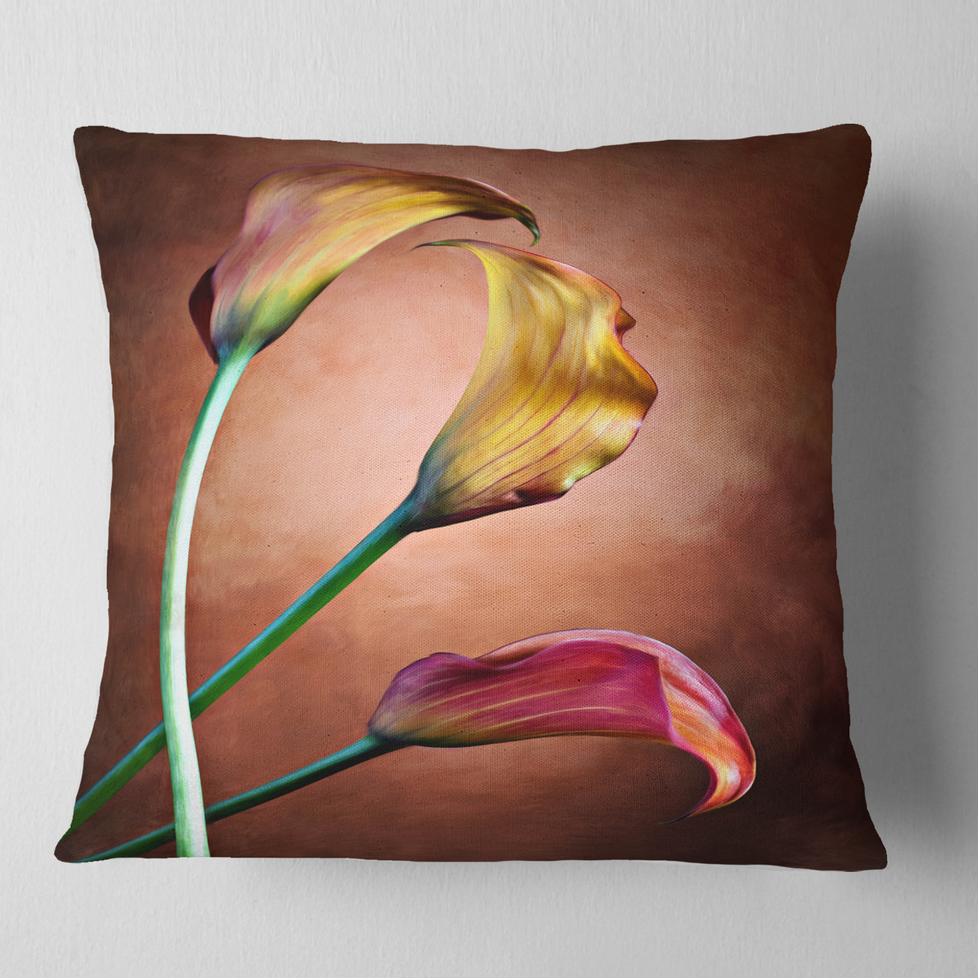 Designart Zantedeschia Aethiopica - Floral Throw Pillow - 18x18