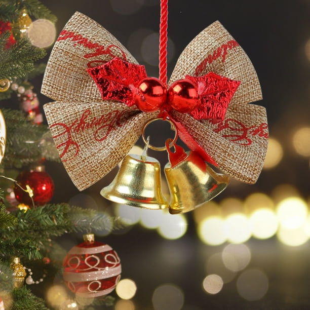 Adorno navideño con lazo de lino, mini colgante para centro comercial, lazo pequeño para árbol de Navidad, decoración festiva para el hogar, decoración de escritorio de oficina, marco de
