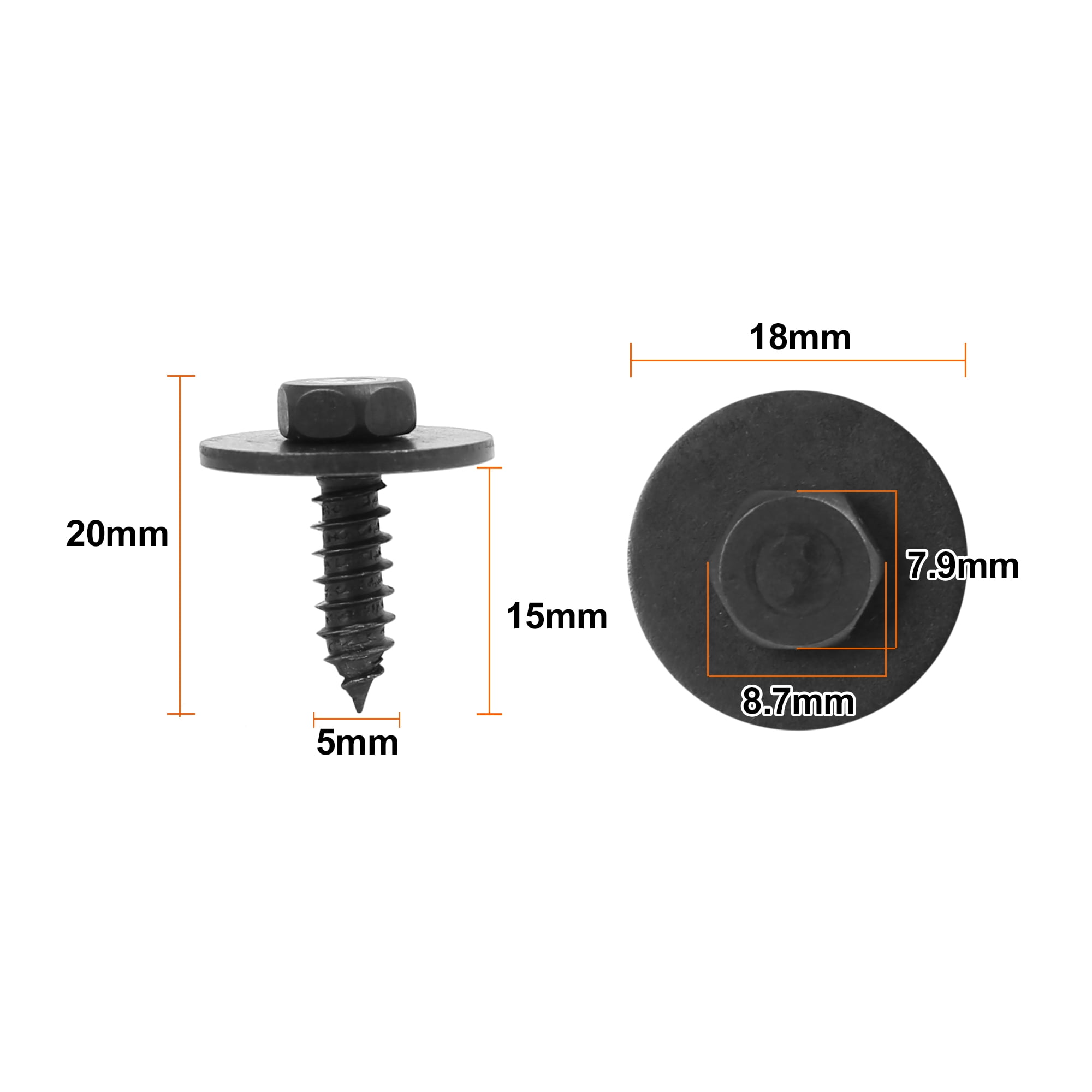 Unique Bargains 50 Pcs Car Screw Bolt Retainer Black Metal for BMW