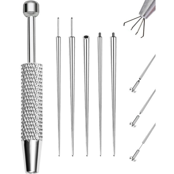 OUFER Piercing Ball Grabber 16G 18G Flat Back Earrings Piercing Guide needle Tool Stainless Steel Internally Threaded Push Pin External Thread Assistant Body Piercing Kit for Ear Nose Lip Tool