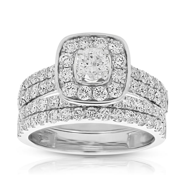 Vir Jewels - 2 cttw Diamond Wedding Engagement Ring Set 14K White Gold