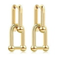 thumbnail image 1 of Women U-shape Pin Link Chain Chunky Earrings Ladies Jewelry Gifts, 1 of 5