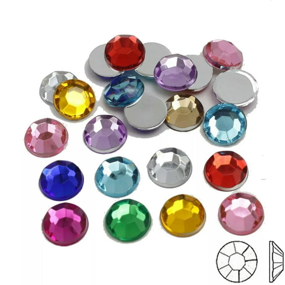 EOEMY 1000 Mixed Color Acrylic Round Flatback Crystal Rhinestone Gem 10mm(3/8") Nohole