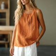 thumbnail image 2 of Unir Women Relaxed Sleeveless Casual Vest, Round Neck Embroidered Lightweight Tank Top, Washed Cotton Feel Summer Layering Blouse, Breathable Loose Fit Solid Color Shirt, Pink White Black Coffee, 2 of 4