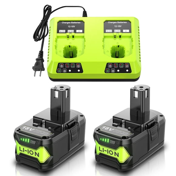 Paquete de baterías Bonacell 18V 8.0Ah de 2 unidades con cargador doble