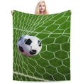 thumbnail image 5 of Soccer Football in Goal Net Blanket Throw Blanket Soft Comfortable for Sofa Chair Bed Office 50"x60", 5 of 6