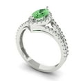 thumbnail image 2 of 1.2ct Marquise Cut Green Crystal 18k White Gold Engraving Statement Bridal Wedding Halo Designer Ring Size 4.5, 2 of 5