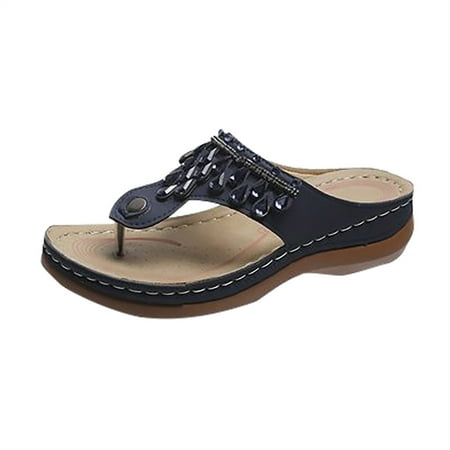 

SHENGXINY Women Sandals Soft Bottom Wedges Shoes For Summer Sandals Heels Flip Flops Rhinestone Platform Sandalias Wedge Heel Slippers