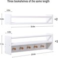 thumbnail image 3 of Wall Mounted Nursery Floating Book Shelves for Kids Books White Baby Book Shelves for Wall Under Window Bookshelf 24 In Book Display Wall Shelf a Set of 3 Bathroom Organizer Spice Racks for Wall, 3 of 8