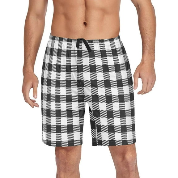 GZHJMY Buffalo Plaid Pajama Pants Short for Men, Lounge Pants Lightweight Men Pajama Bottoms with Drawstring Pockets, Christmas New Year Birthday Gifts, Medium