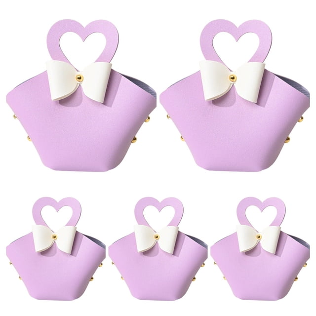 CSChome Gift Bag 5Pcs Convenient Colorful Mini Handbag Faux Leather Gift Bag for Parties Weddings Decoration