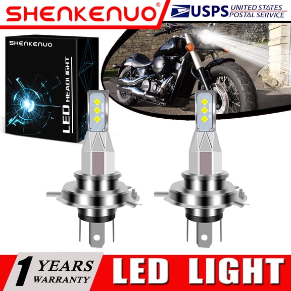 SHENKENUO For Honda Shadow VT750 series 1998-2017 2X 9003 H4 LED Headlights Bulb 55W White,Pack of 2,C46