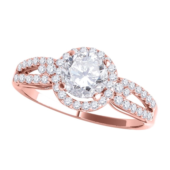Mauli Jewels Engagement Rings for Women 1/2 Carat Halo Diamond Engagement Flower Shape Ring 4 Prong-Setting14K Solid Rose Gold