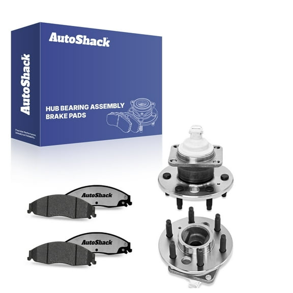 AutoShack Front Ceramic Brake Pads   Wheel Hub Bearing Assemblies with ABS Replacement for 2005-2008 Cadillac STS 6-PC Kit