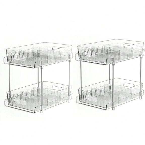 JQDWMDLX 2 Pcs 2 Tier Cosmetic Storage Holder, Table Sundries Display Shelf, Cosmetic Organizer Countertop Desktop Storage Rack for Kitchen, Bathroom and Medicine Cabinet