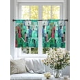 thumbnail image 4 of Abstracts Painting Buildings Sheer Curtains 2 Panels Set Green Red Yellow Color Block Sheer Window Curtains Light Filtering Rod Pocket Voile Drapes for Bedroom Living Room 52"x54", 4 of 8