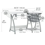 Sew Ready Pro Stitch Adjustable Sewing Machine Table with 3 Storage Drawers, White/Silver
