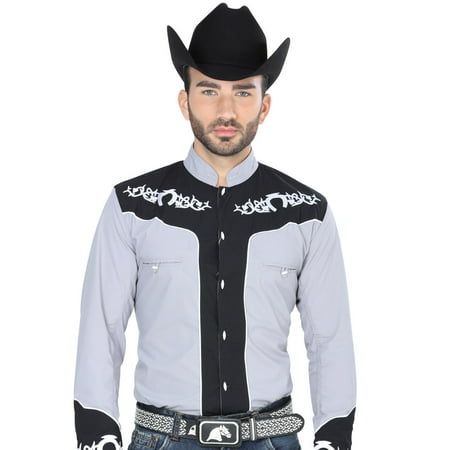 Camisa Charra de Hombre El General Boton Hueso Herradura diseno. Men's Western Shirt