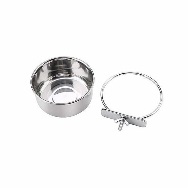 Cuenco colgante para comida de pájaros, comedero de agua de acero inoxidable, para periquitos, comedero para jaulas de pájaros, accesorio para animales pequeños, pinzones, conure (un cuenco pequeño pa
