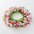 thumbnail image 2 of 16 Inch Tulip Wreath Flower Wreaths for Front Door, Spring Silk Wreath with Green Leaves for Window Wall Wedding Valentines Day Decor, 2 of 6