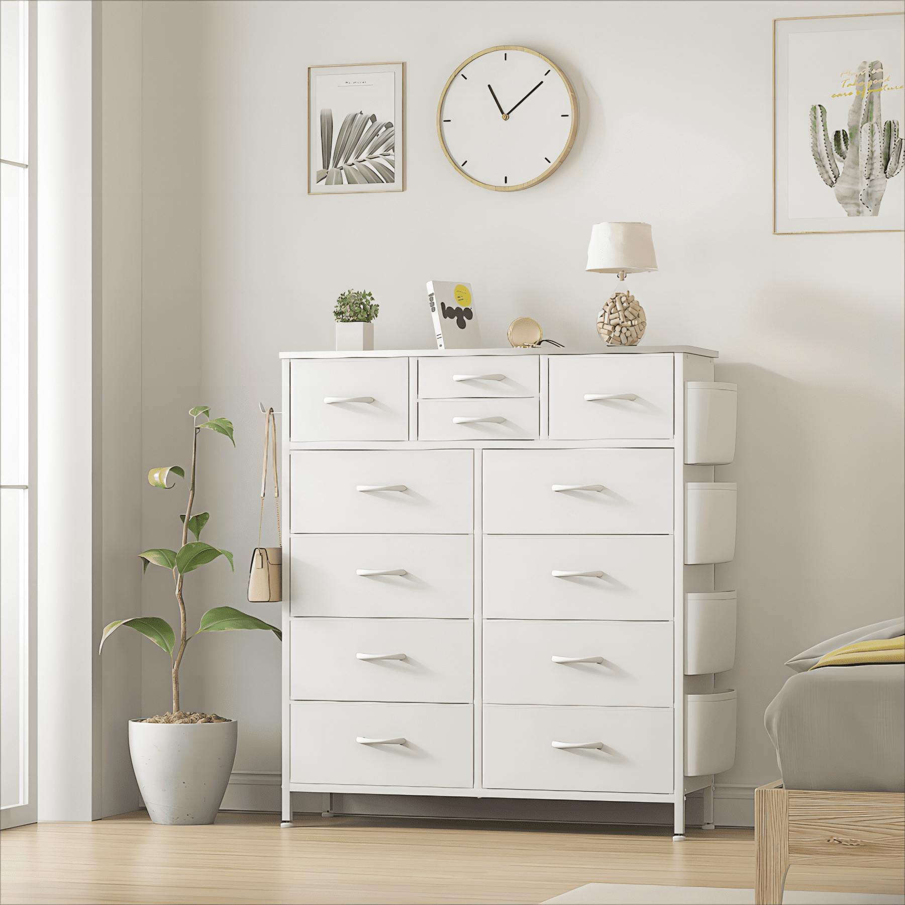 Lulive Dresser for Bedroom, 12 Drawer Fabric Dressers with Side Pockets