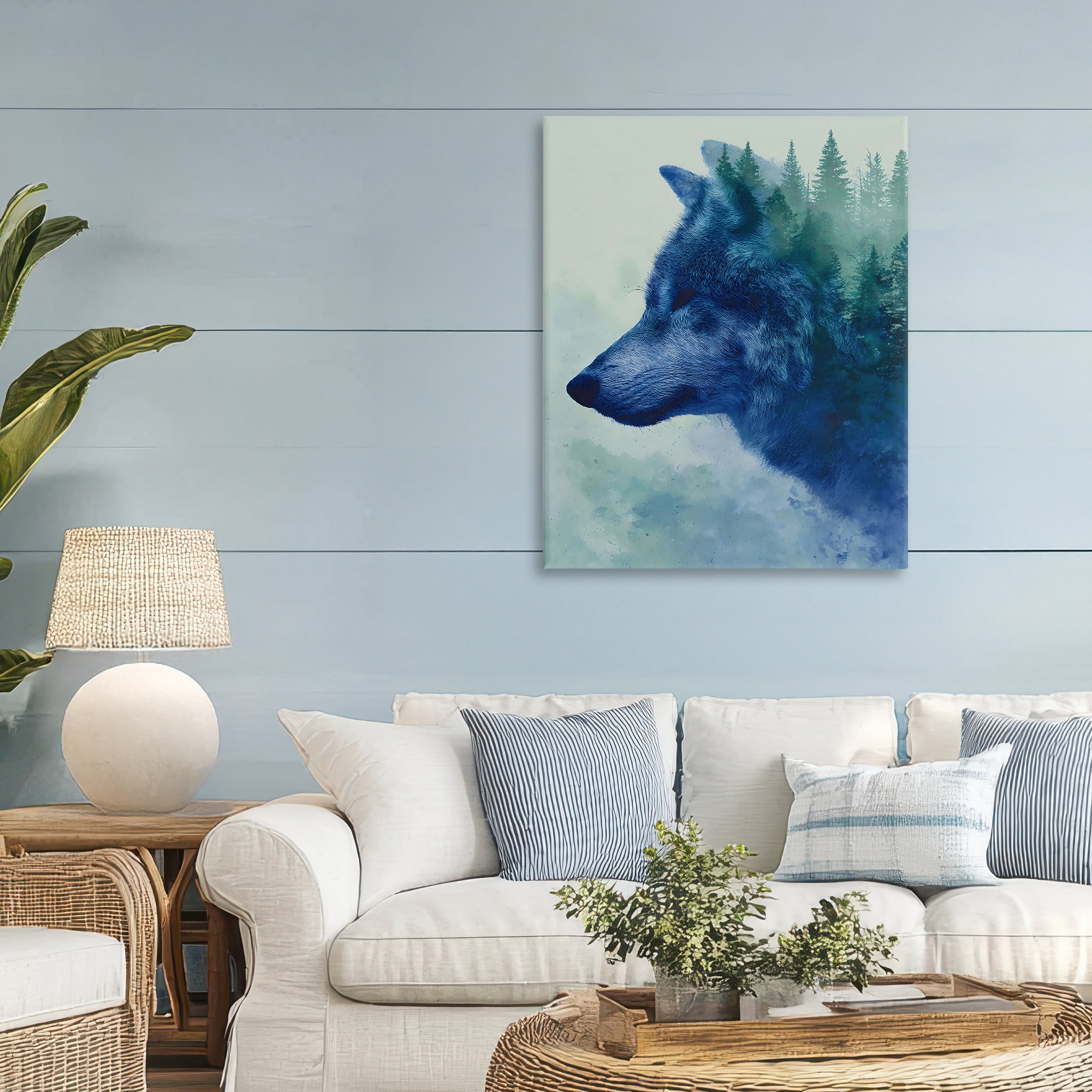 Stupell Industries Indigo Wolf in Misty Pines Canvas Wall Art, design by Franklyn Gregory
