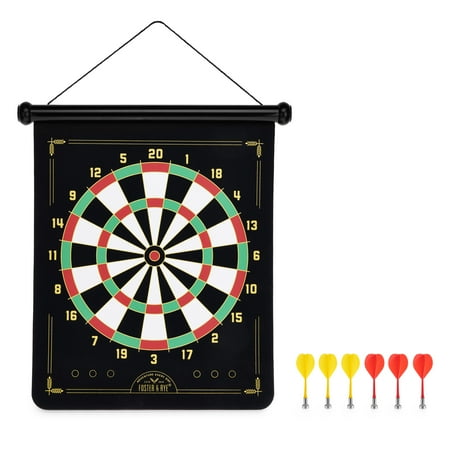UPC: 0842094181803 | Foster & Rye Double Sided Games Set with Magnetic Dart Board and Hunting Target Bullseye Drinking Game  Hang Anywhere  Includes 6 Darts