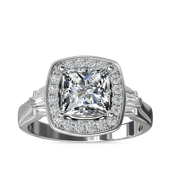 3.00 Ct Princess Cut Moissanite Genuine Anniversary Ring for Women Solid 14K White Gold Size 7 by Diamond-Capitals (D/VVS1)