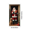 thumbnail image 2 of Festive Christmas Santa Claus Door Banner Decorative Fabric Holiday Door Cover with Dog, Perfect for Indoor and Outdoor Merry Christmas Decorations Photography Banner, 71 x 35in, 2 of 5