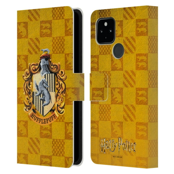 Head Case Designs Officially Licensed Harry Potter Prisoner Of Azkaban I Hufflepuff Crest Leather Book Wallet Case Cover Compatible with Google Pixel 4a 5G