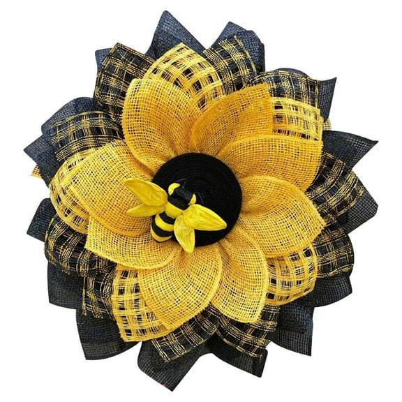Sunflower Wreath for Front Door - Burlap Sunflower Garland & Wall Hanging, Yellow Festival Welcome Sign Decor for Indoor/Outdoor Use