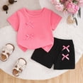 thumbnail image 2 of WXFAZCVU Girls Clothes 2 PC Summer Outfits Bow Print Tees Shirts Shorts Cute Set Going Out Size 2-3 Years, 2 of 4