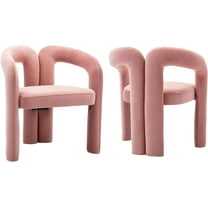Tabaray Modern Velvet Dining Chair Set of 2, Cute Barrel Accent Chairs Upholstered Armchair Comfy Side Chair for Kitchen Living Room Reception (Pink-Velvet, Set of 2)