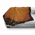thumbnail image 3 of Halloween Soft Flannel Fleece Blanket, Grunge Spider Web Jack O Lanterns Horror Time Of Year Trick Or Treat Print, Cozy Plush for Indoor and Outdoor Use, 50" x 70", Orange Seal Brown, by Ambesonne, 3 of 6