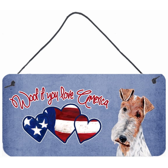 Woof if you love America Wire Fox Terrier Wall or Door Hanging Prints