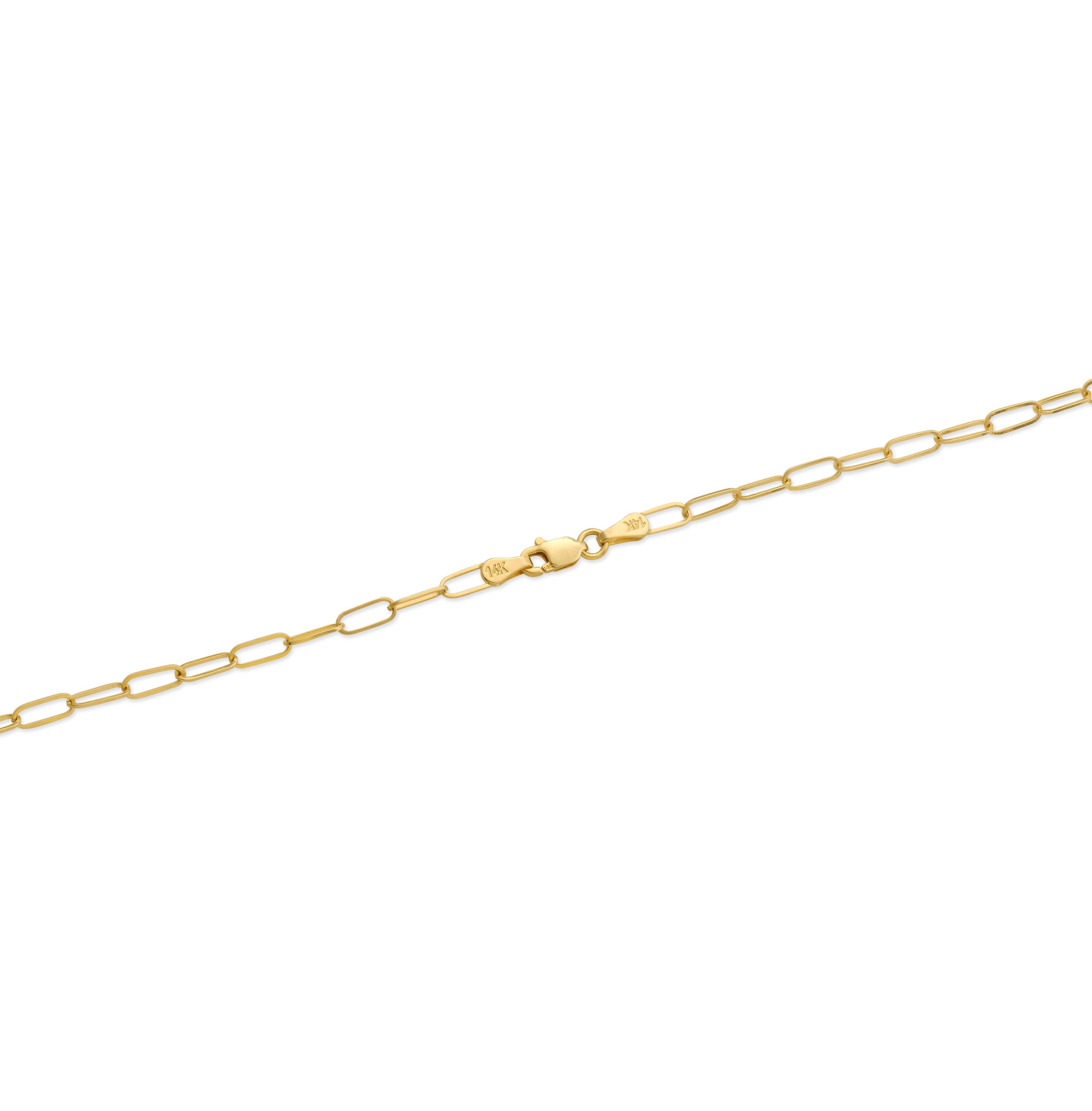 14k Yellow Gold 3mm Paper Clip Link Necklace (22")