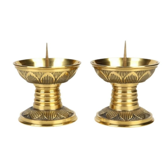 QSTDGVPW 2Pcs Brass Candle Holders Shabbat Candlestick Holder for Anniversary Wedding