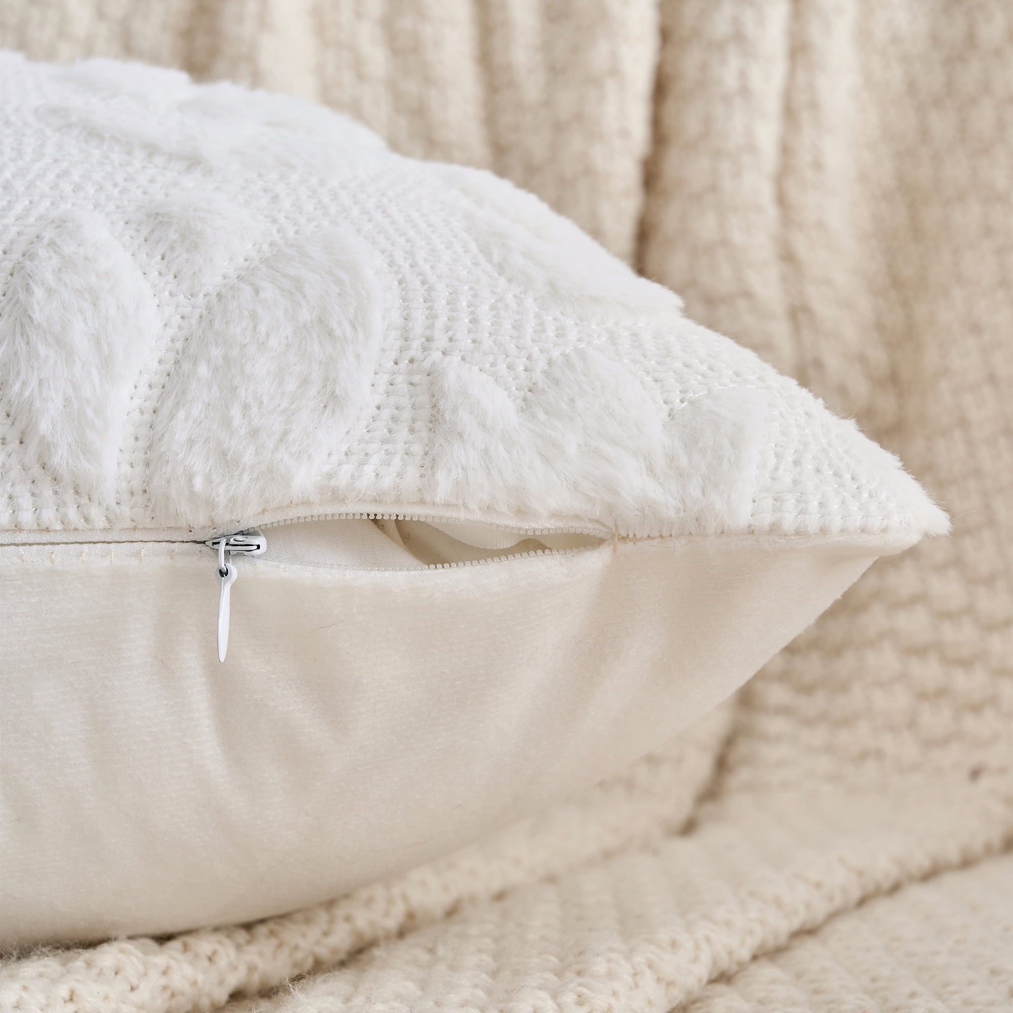 Unique Bargains Throw Pillow Covers Soft Flower Pattern White 18" x 18"