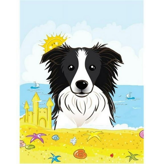 Border Collie Summer Beach Garden Flag