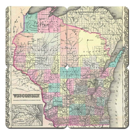 

Wisconsin Old World Map Coaster