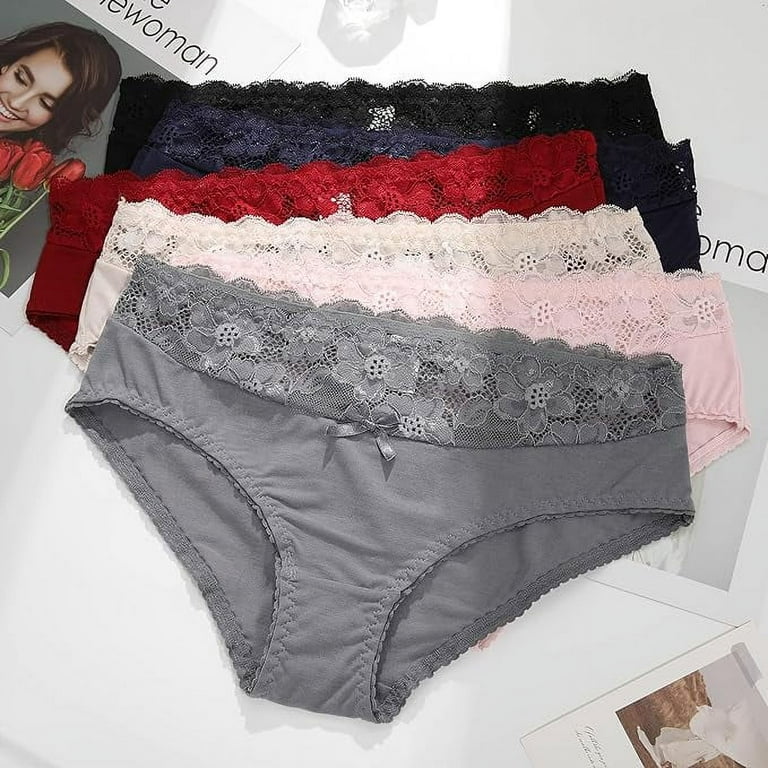 AWAYTR Womens Cotton Underwear Sexy Bikini Panties Lace Underwear Soft  Hipster Briefs 6 pack S-XL - Walmart.com